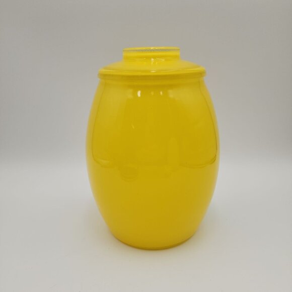 Bartlett Collins Yellow Handpainted Glass Cookie Jar MCM Handpainted VTG 9.5 in - Picture 3 of 16